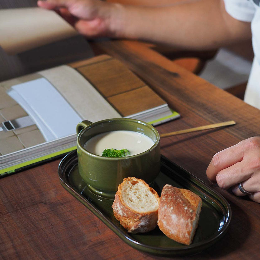 Smith stacking Footed Soup mug - green