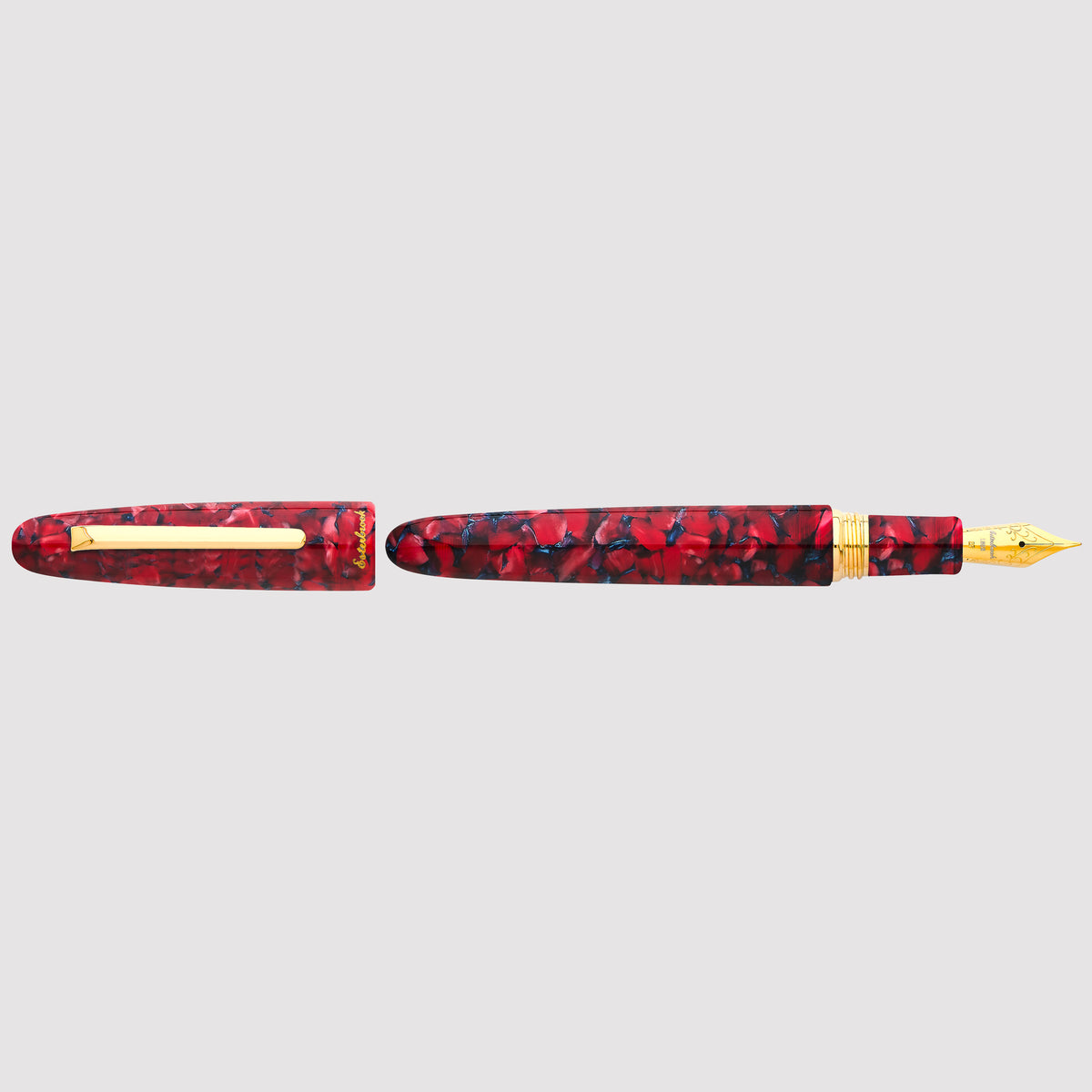 Estie Oversize Scarlet Gold Trim Fountain Pen