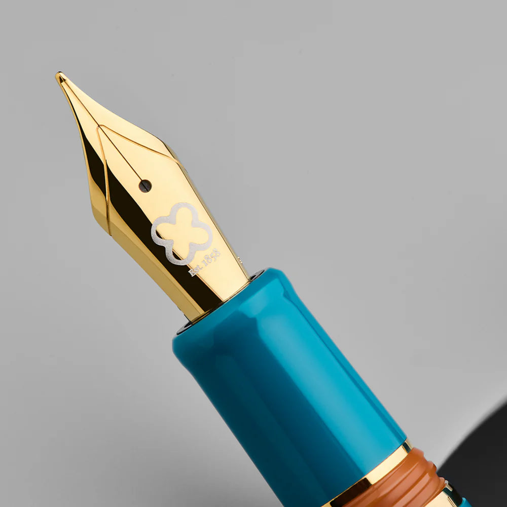 Back to the Lands Estie Fountain Pen / Funky Lake / Gold Trim / Piston Filler - M
