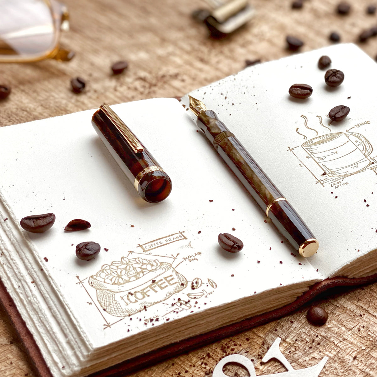 JR pocket Pen - Pumpkin Latte - Gold Trim