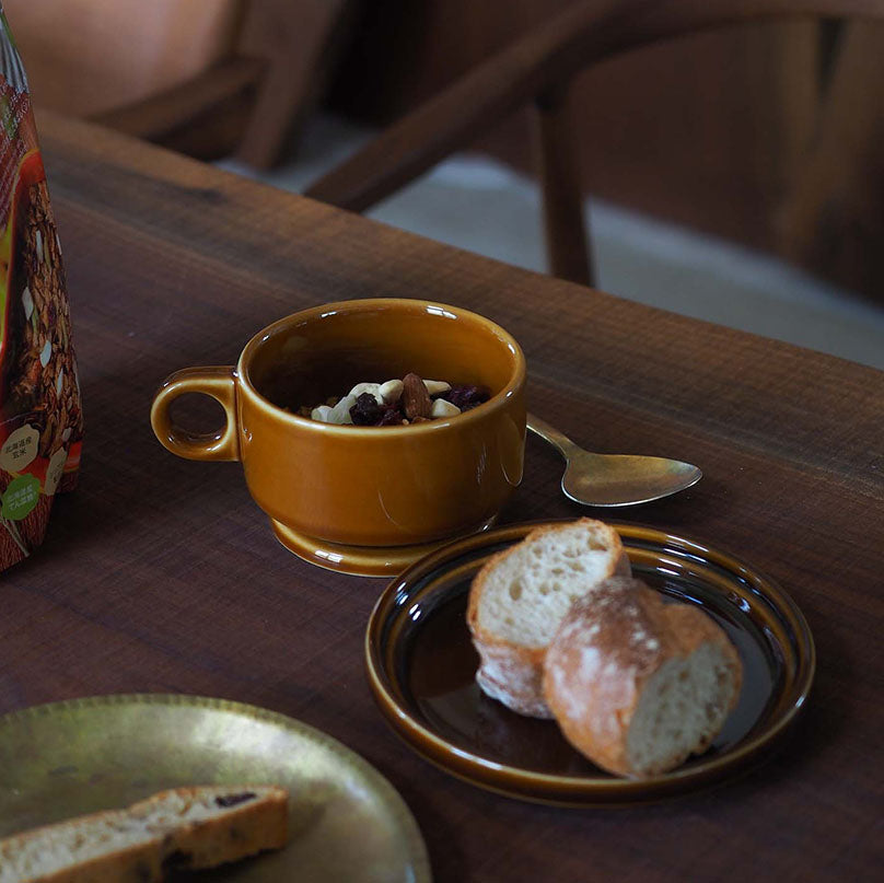 Smith stacking Footed Soup mug - brown