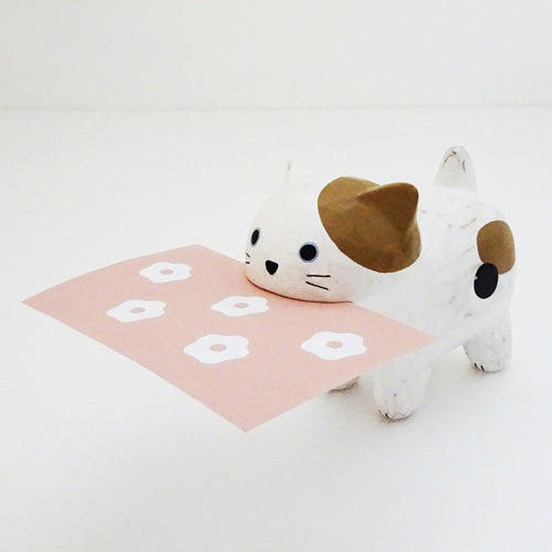 Card Holder/ Cat White and Brown