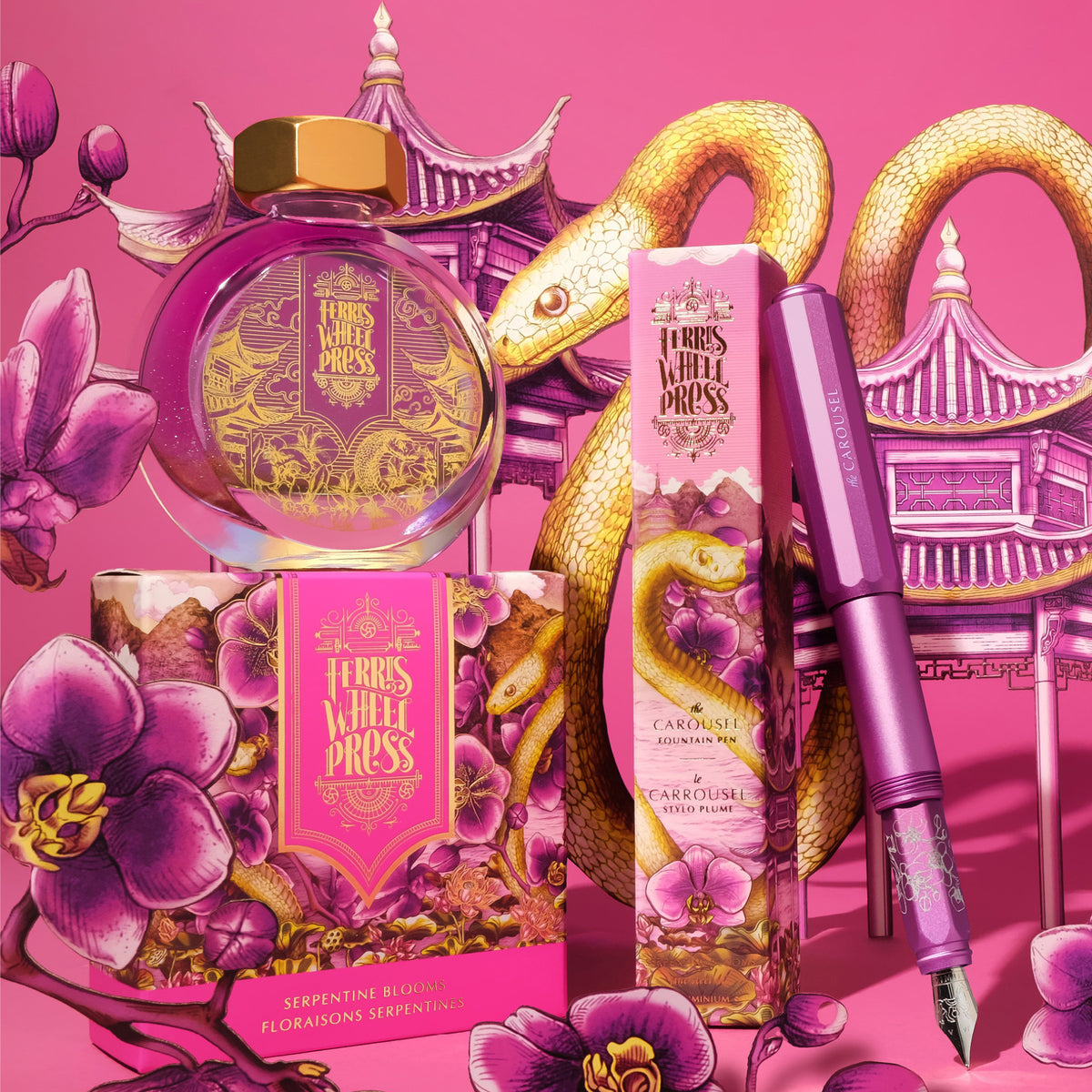 Fête Chinoise x Ferris Wheel Press LNY - Serpentine Blooms Aluminum Carousel - Fine