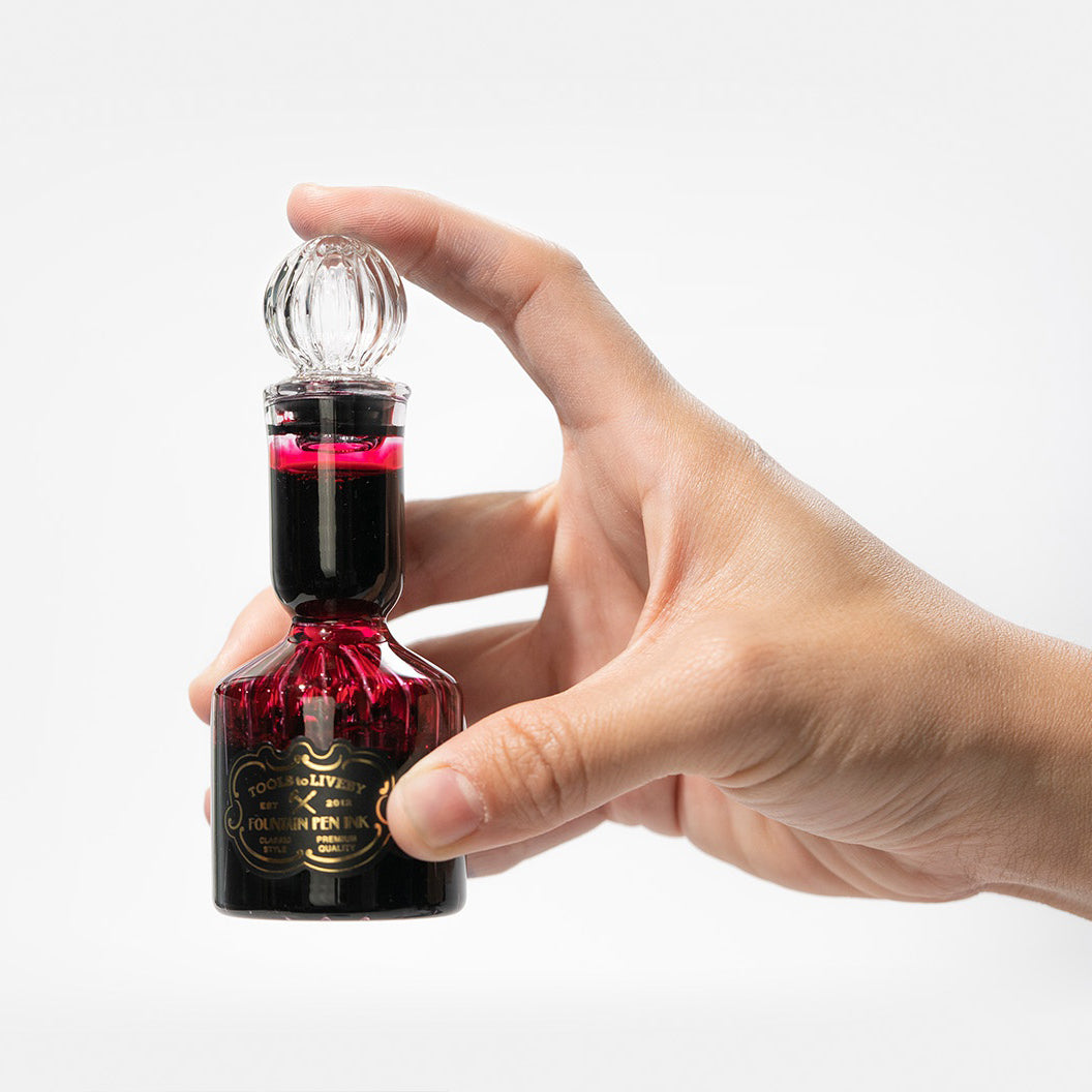 glass bottle ink / red