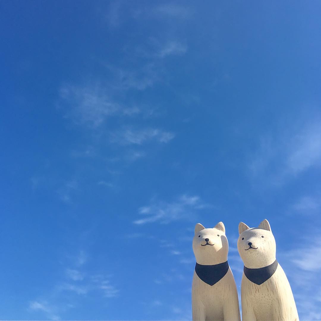 Pole pole wooden animal Akita dog