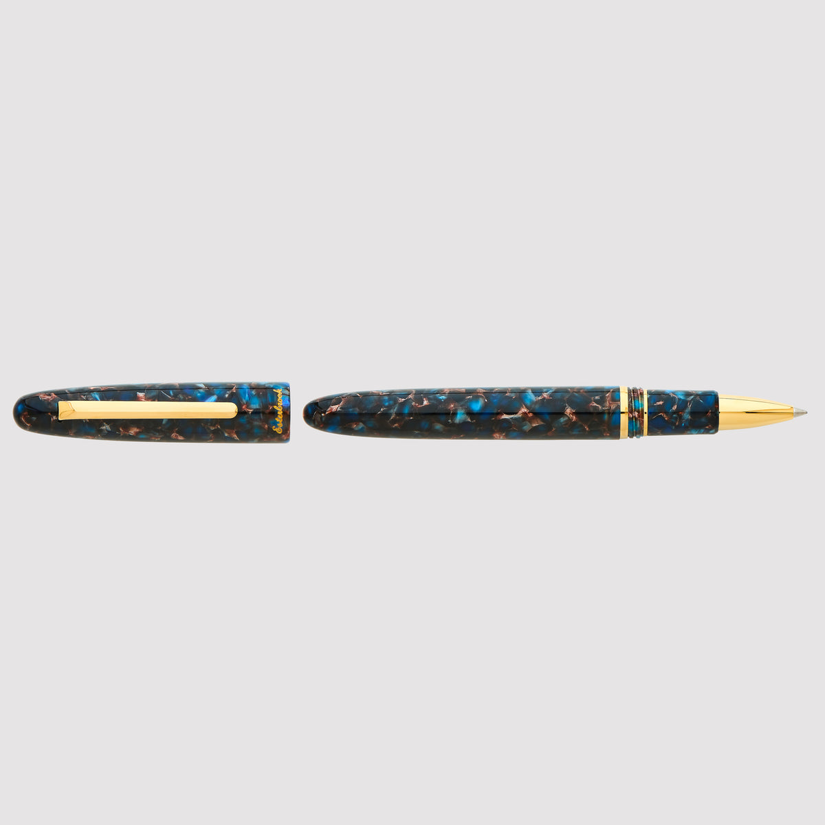 Estie Nouveau Blue Gold Trim Rollerball