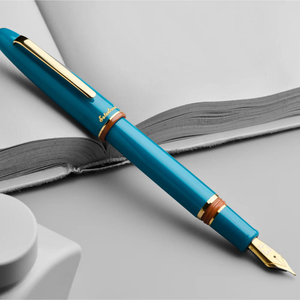 Back to the Lands Estie Fountain Pen / Funky Lake / Gold Trim -  EF