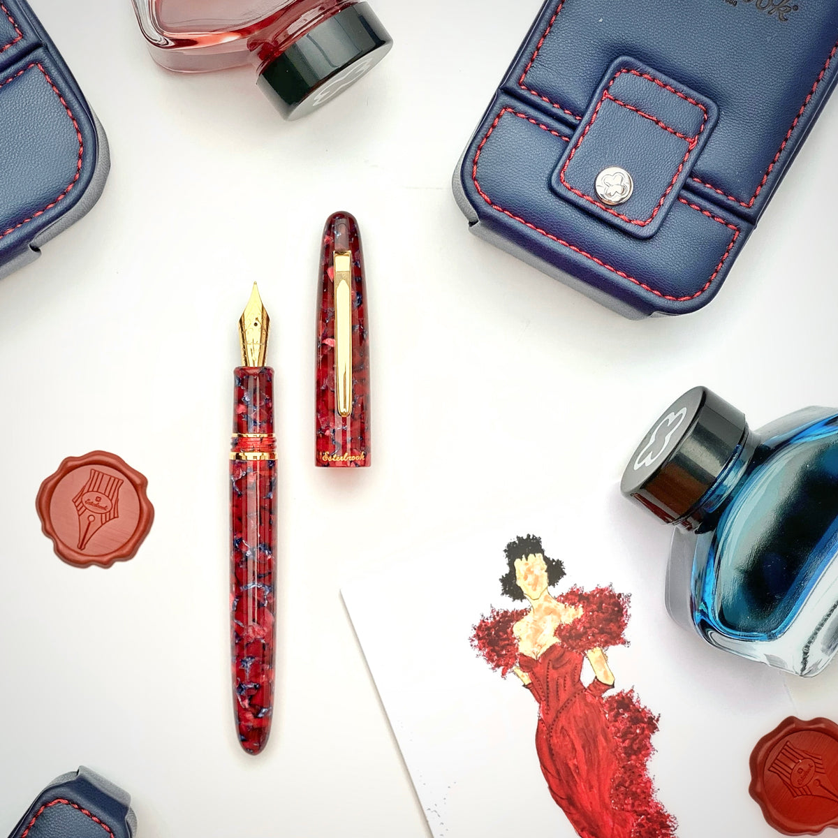Estie Scarlet Palladium Trim Rollerball