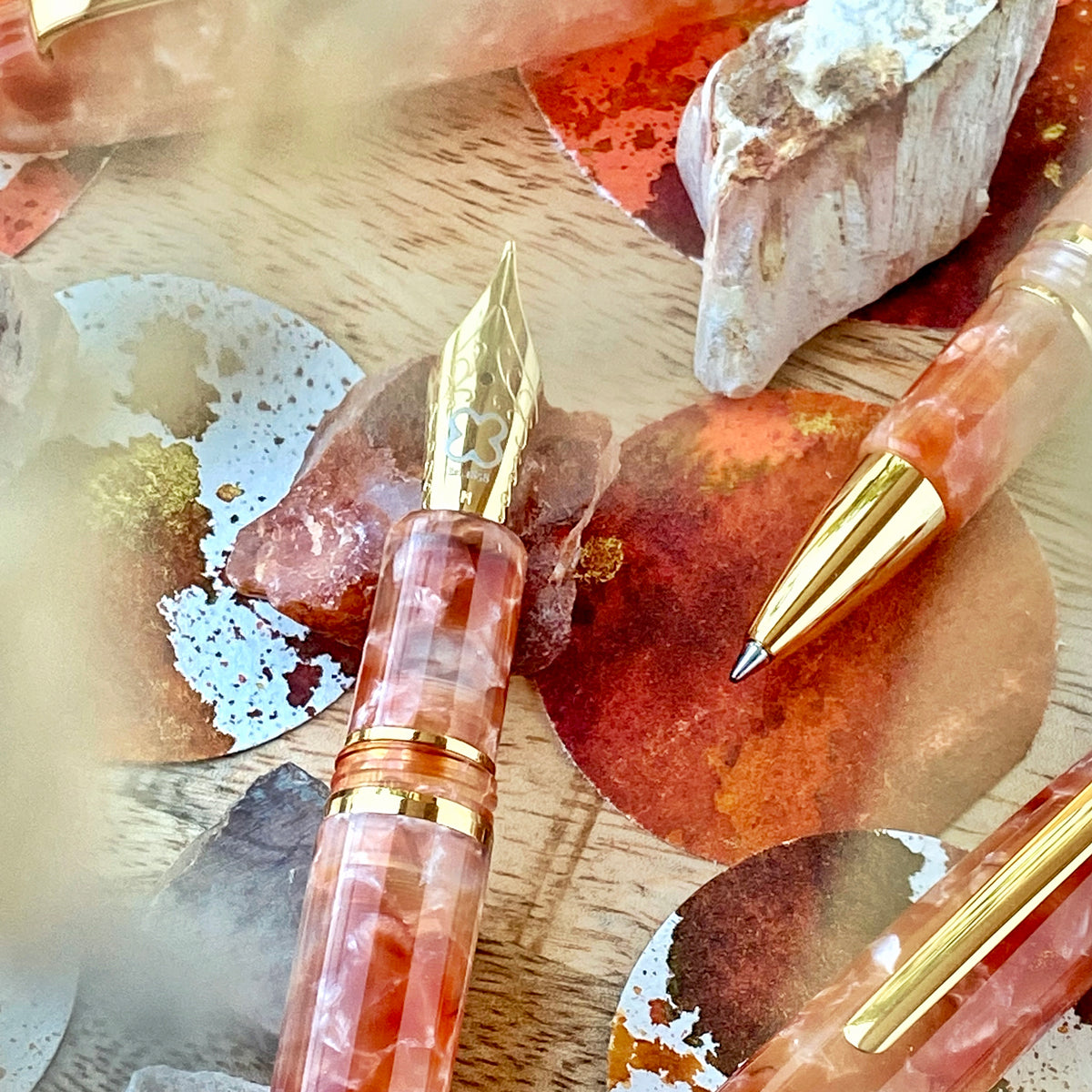 Estie Petrified Forest Gold Trim Rollerball