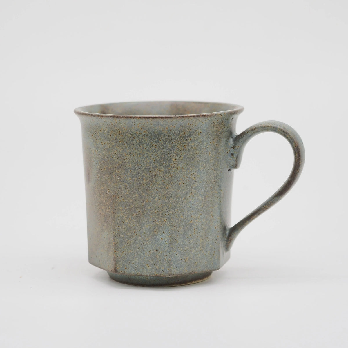 Ancient pottery octagonal mug cup gray