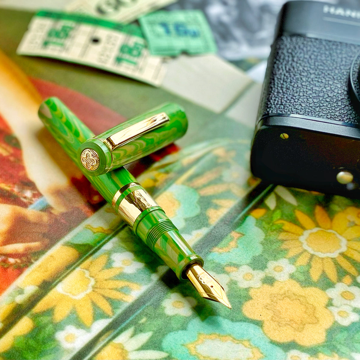 Model J Lotus Green Ebonite with Gold trim