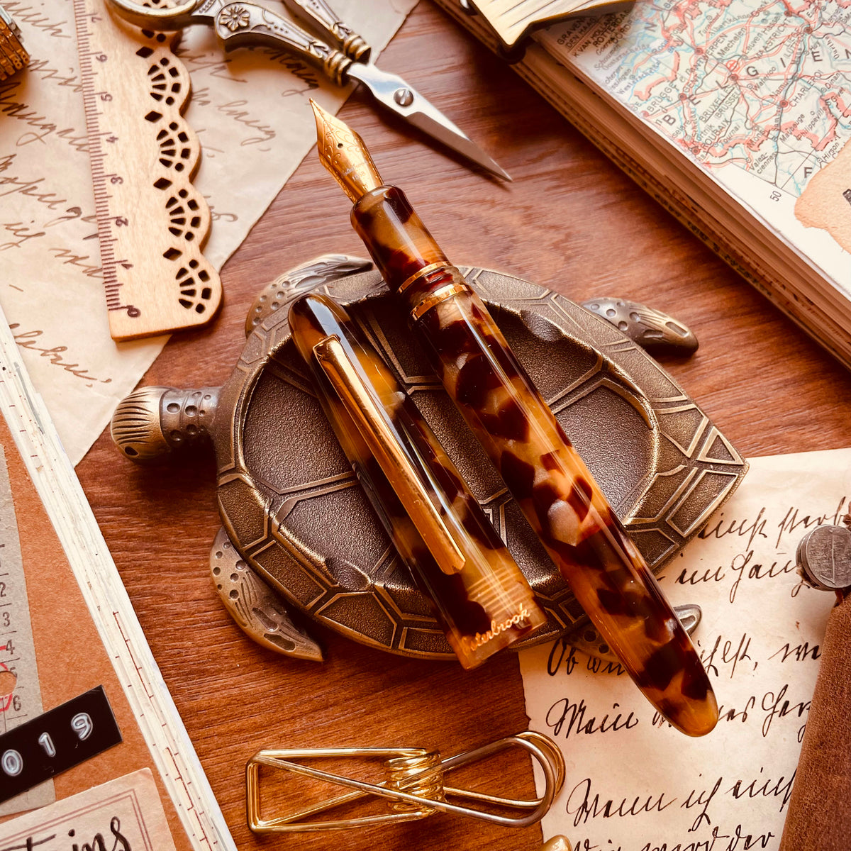 Estie tortoise - Gold Trim fountain pen