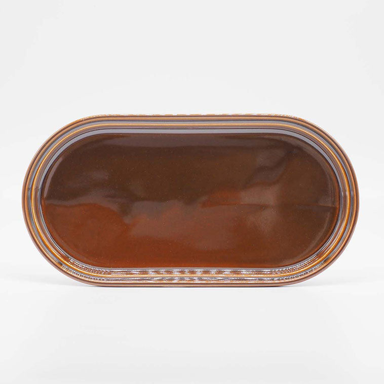 Smith stacking Oval Plate - brown