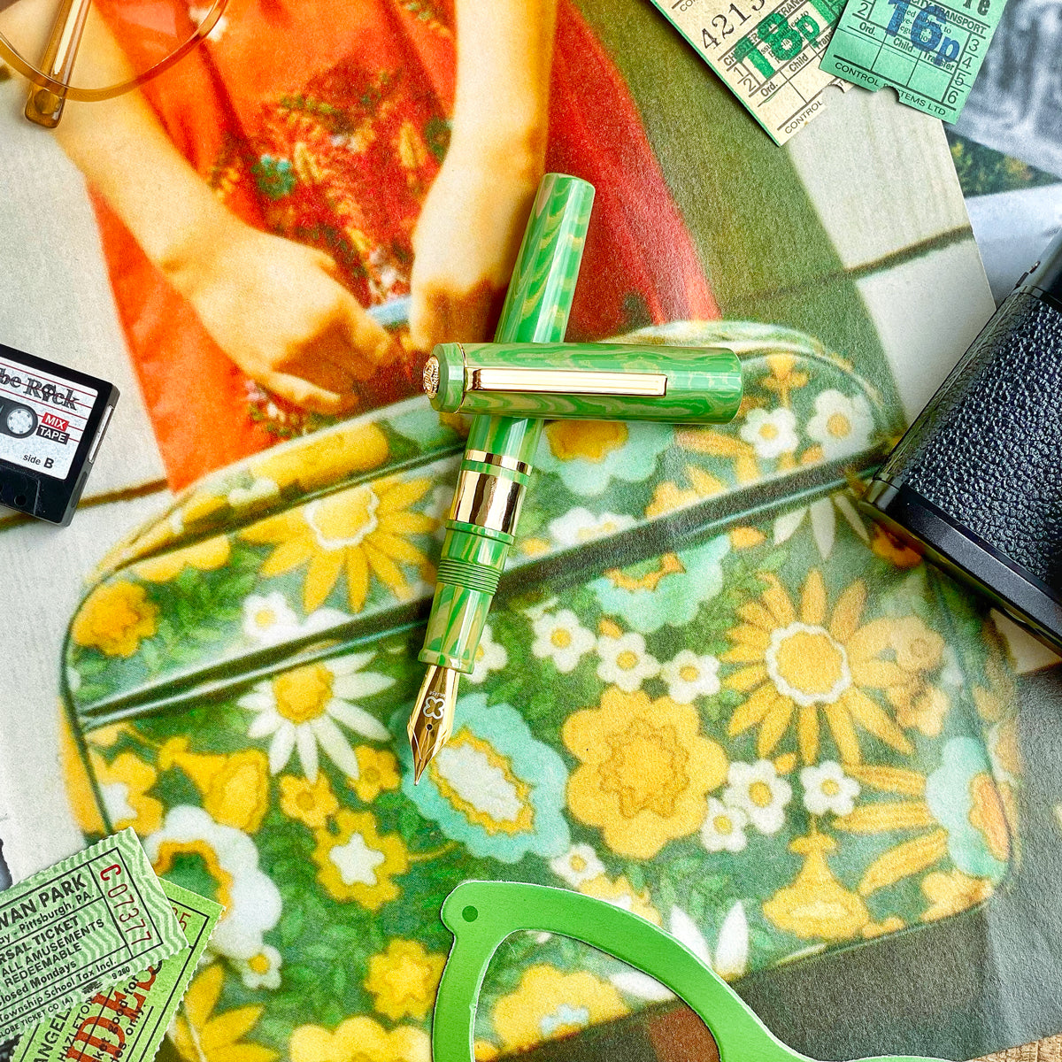 Model J Lotus Green Ebonite with Gold trim