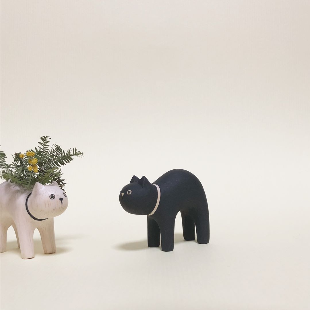 Pole pole wooden animal Black cat