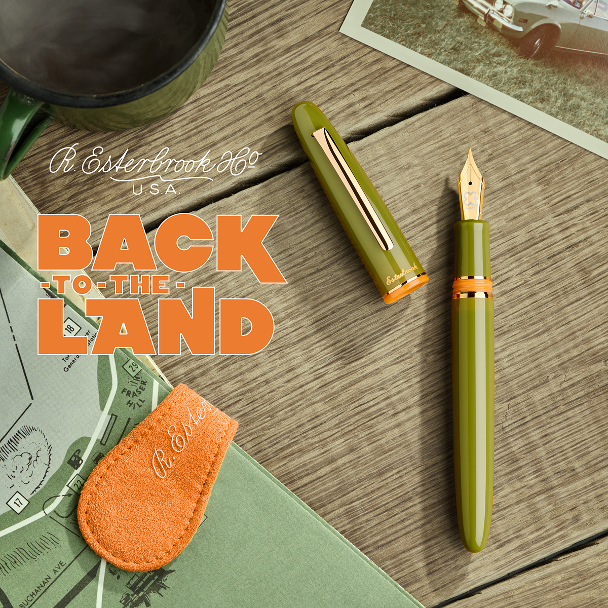 Back to the Lands Estie Fountain Pen / Funky Lake / Gold Trim / Piston Filler - F