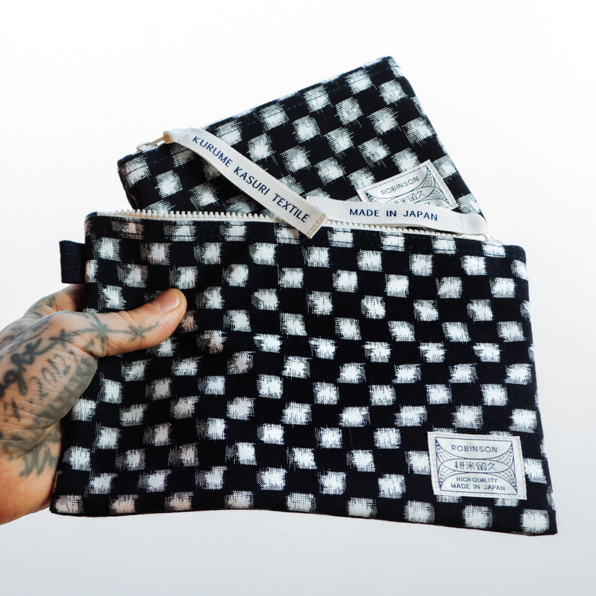 Pouch S Check Navy/White